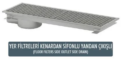 Yer Filtreleri Kenardan Sifonlu Yandan Çıkışlı 300x1810x150 (Floor Filters Side Outlet Side Drain) Çıkış Çapı : Ø50 mm (Outlet Diameter : Ø50 mm)